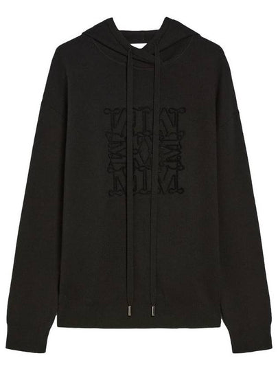 Embroidered Logo Drawstring Hoodie Black - MAX MARA - BALAAN 2