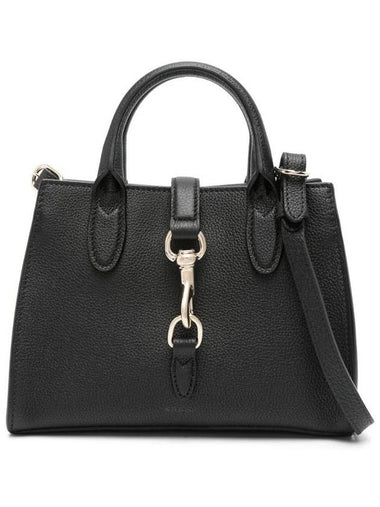 Hook Closure Small Leather Tote Bag Black - GUCCI - BALAAN 1