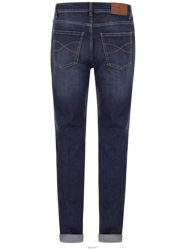 Men's 5 Pocket Slim Fit Jeans Dark Denim - BRUNELLO CUCINELLI - BALAAN 4