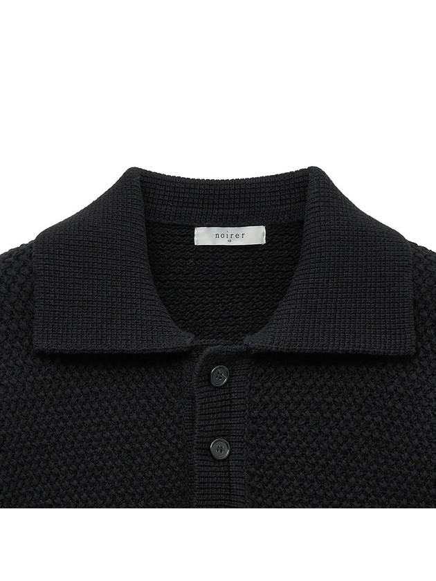 Overfit Heavy Knit Polo Shirt Black - NOIRER - BALAAN 5