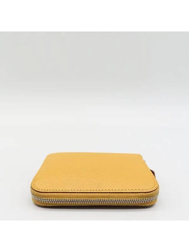 Brown leather AZAP silk zip up half wallet - HERMES - BALAAN 4