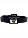 V Logo Leather Bracelet Black - VALENTINO - BALAAN 2