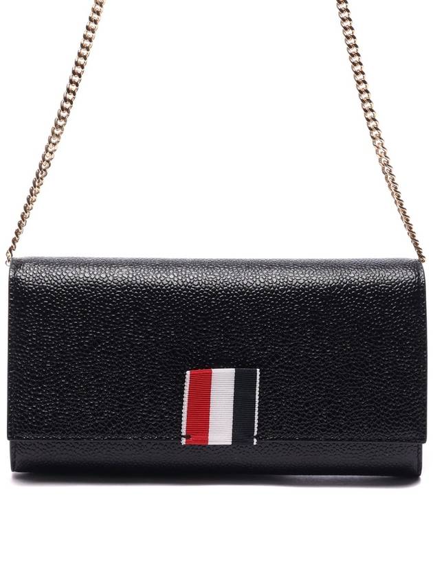 three stripe tab pebble grain chain long wallet - THOM BROWNE - BALAAN.