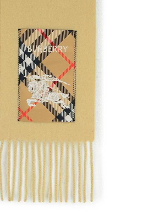 Check Label Cashmere Fringe Scarf Nutmeg - BURBERRY - BALAAN 4