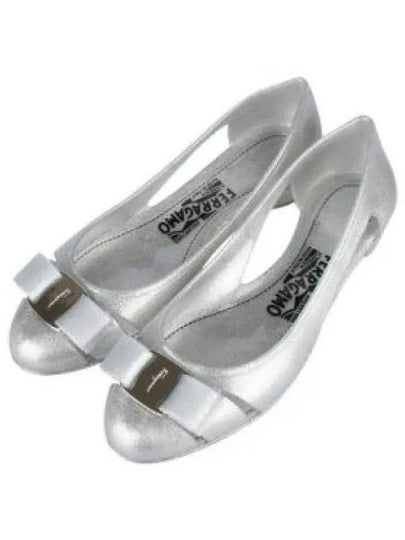 Vara Bow Jelly Ballet Flat Silver - SALVATORE FERRAGAMO - BALAAN 2