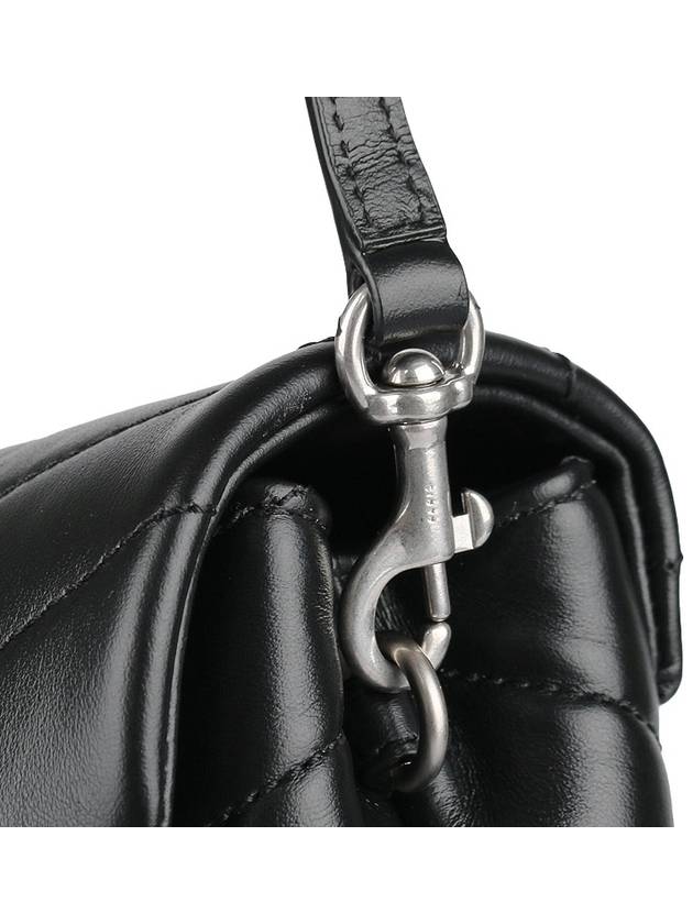 Toy Loulou Strap Shoulder Bag In Quilted Leather Black - SAINT LAURENT - BALAAN 9