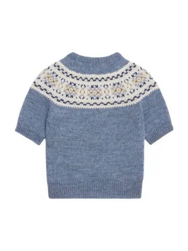 Triomphe Fair Isle Wool Knit Top Light Blue - CELINE - BALAAN 2