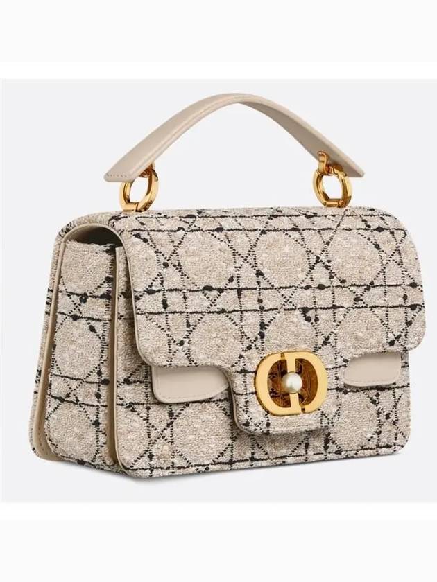 Cannage Tweed Top Handle Small Tote Bag Beige - DIOR - BALAAN 5