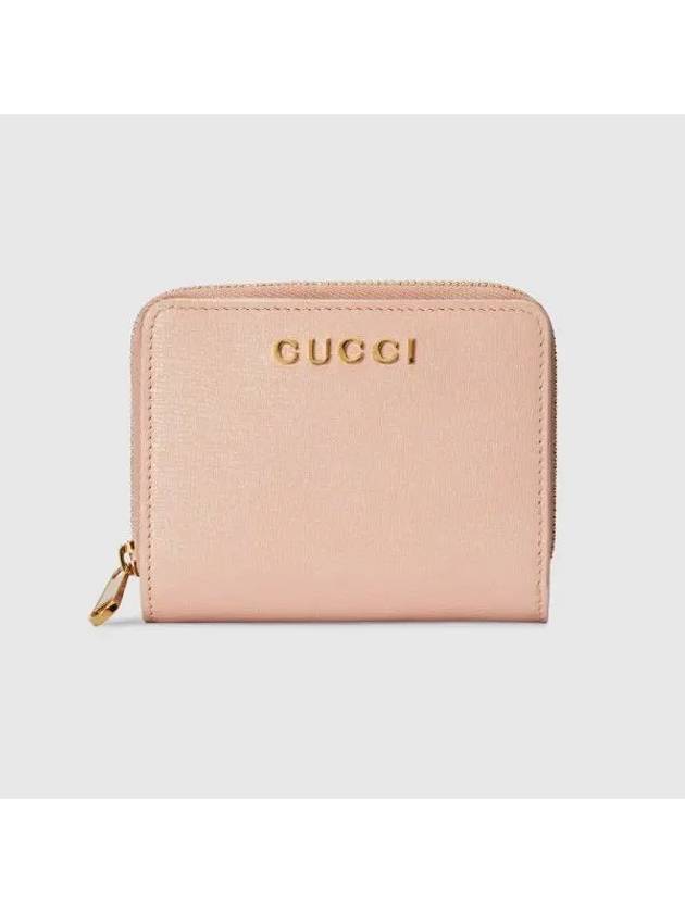 Script Leather Mini Card Wallet Pink - GUCCI - BALAAN 1