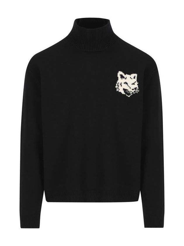 Fox Head Intarsia Comfort Turtleneck Black - MAISON KITSUNE - BALAAN 2