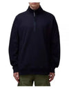 Diagonal Raised Fleece Half Zipped Sweatshirt Navy - CP COMPANY - BALAAN 2