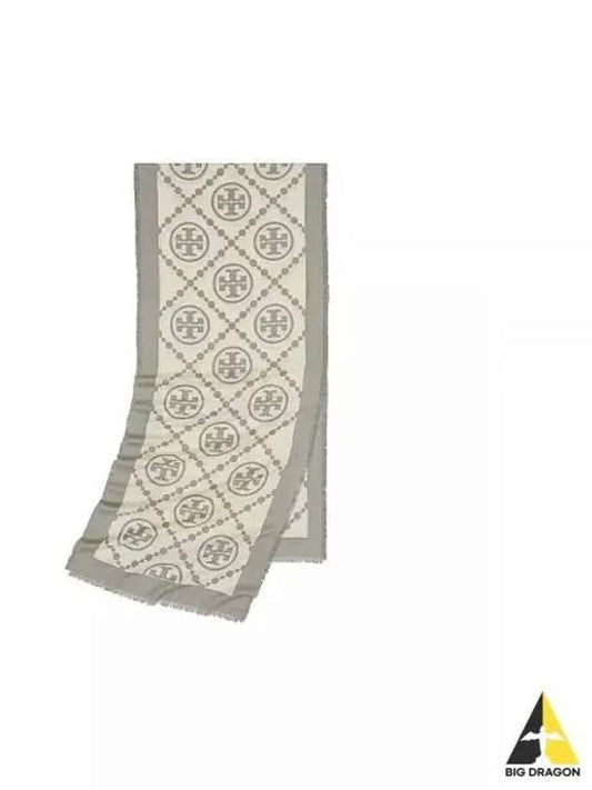 Thora Burch T MONOGRAM BORDERED OBLONG 159384 020 Scarf - TORY BURCH - BALAAN 1