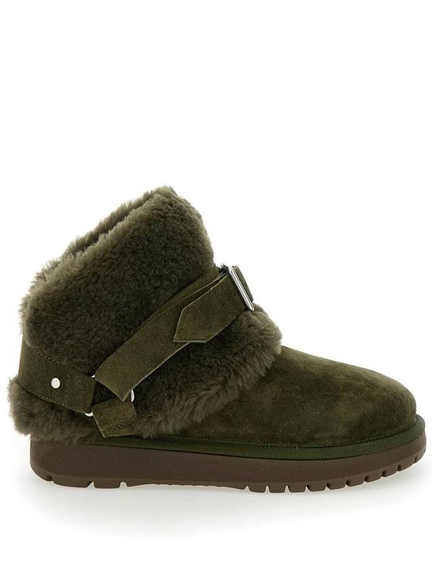 Burberry Shearling Collar Suede Chavi Middle Boots Green - BURBERRY - BALAAN 2