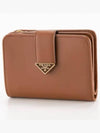 Triangle Logo Leather Half Wallet Cognac - PRADA - BALAAN 2