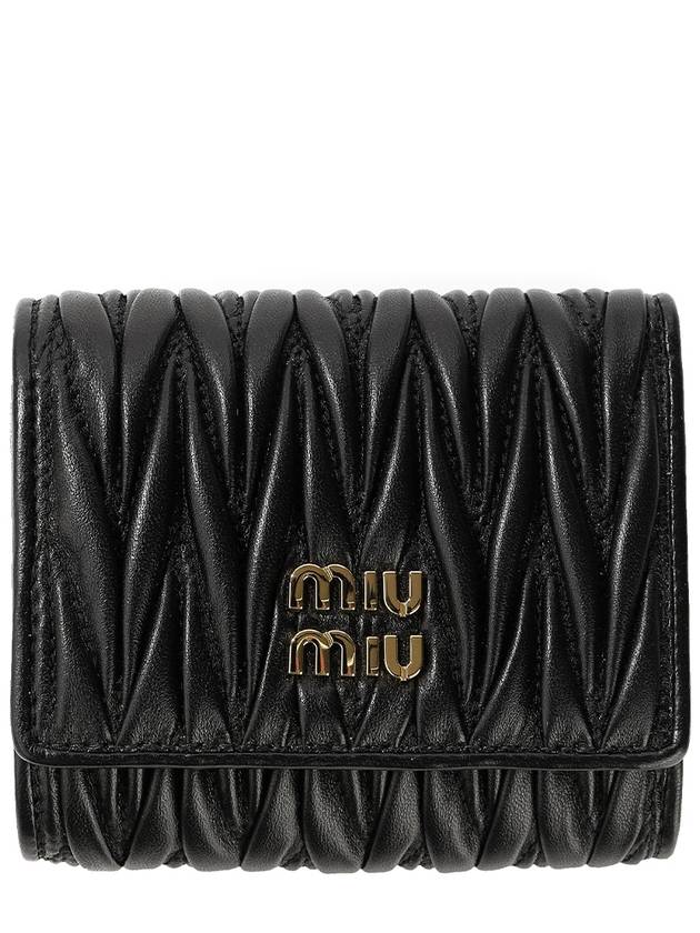 Matelasse Logo Napa Leather Half Wallet Black - MIU MIU - BALAAN 2