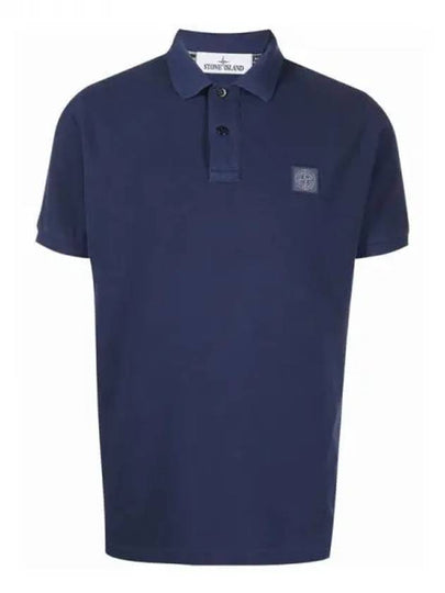 Men's Logo Patch Cotton Short Sleeve Polo Shirt Avio Blue - STONE ISLAND - BALAAN 2