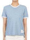 Women's Melange Jersey Ringer Short Sleeve T-Shirt Light Blue - THOM BROWNE - BALAAN 4