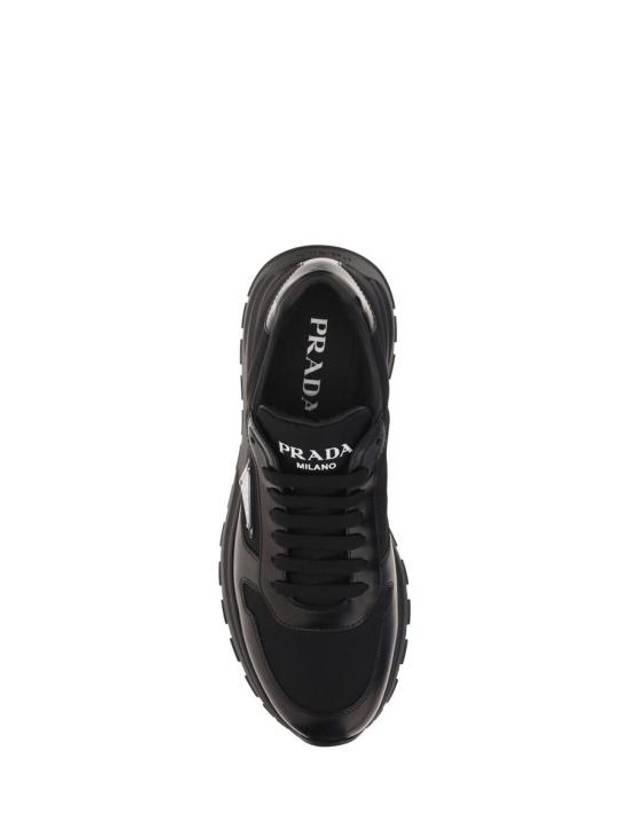 Prax 01 Re-Nylon Brushed Leather Low-Top Sneakers Black - PRADA - BALAAN 5