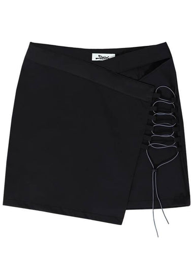 Women's Wrap String A-Line Skirt Black - SENIK - BALAAN 1