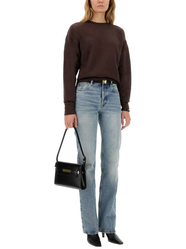 Crew Neck Sweatshirt Taupe Fonce - SAINT LAURENT - BALAAN 3