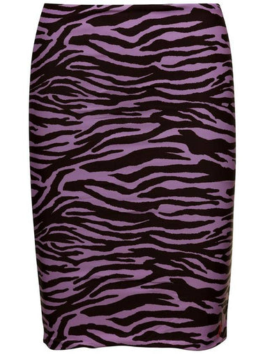 Zebra Print Pencil Midi Skirt In Pink Technical Fabric Woman - THE ATTICO - BALAAN 1