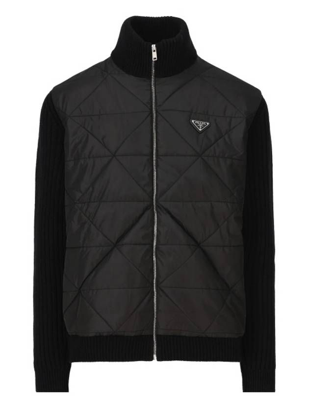 Triangle Logo Re-Nylon Wool Padded Jacket Black - PRADA - BALAAN 2