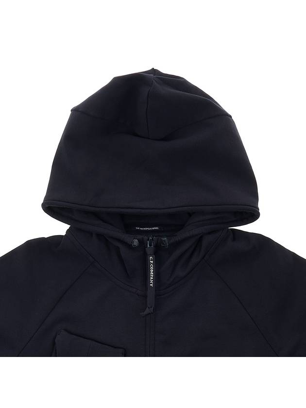 Metropolis Series Stretch Fleece Mixed Zip Up Hoodie Navy - CP COMPANY - BALAAN 4