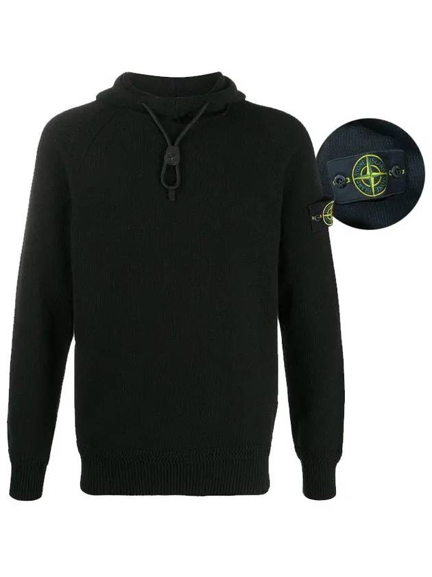 Wappen Hooded Knit Top Black - STONE ISLAND - BALAAN 2