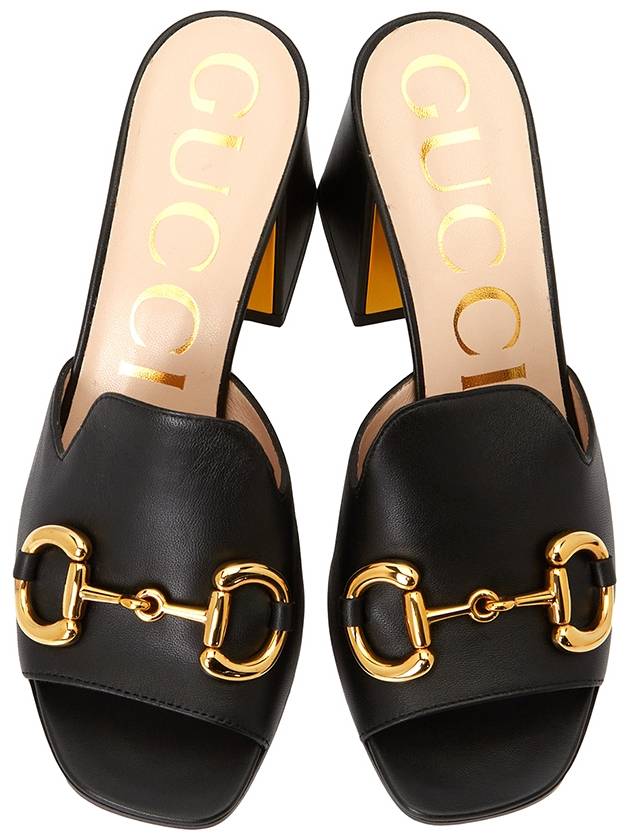 Women's Horsebit Slide Sandals Black - GUCCI - BALAAN 3