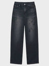 Hand painted straight denim pants gray - NOIRER - BALAAN 3