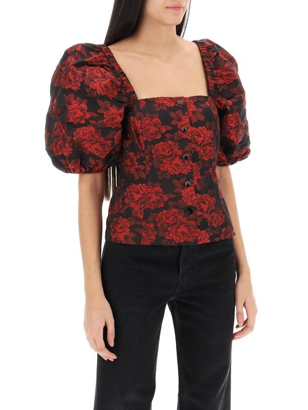 SS24 Botanical Jacquard Fit Blouse F8947 - GANNI - BALAAN 3