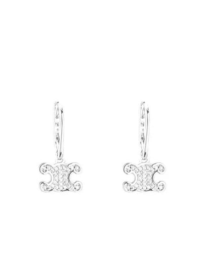 Triomphe Rhinestone Earrings Silver - CELINE - BALAAN 2