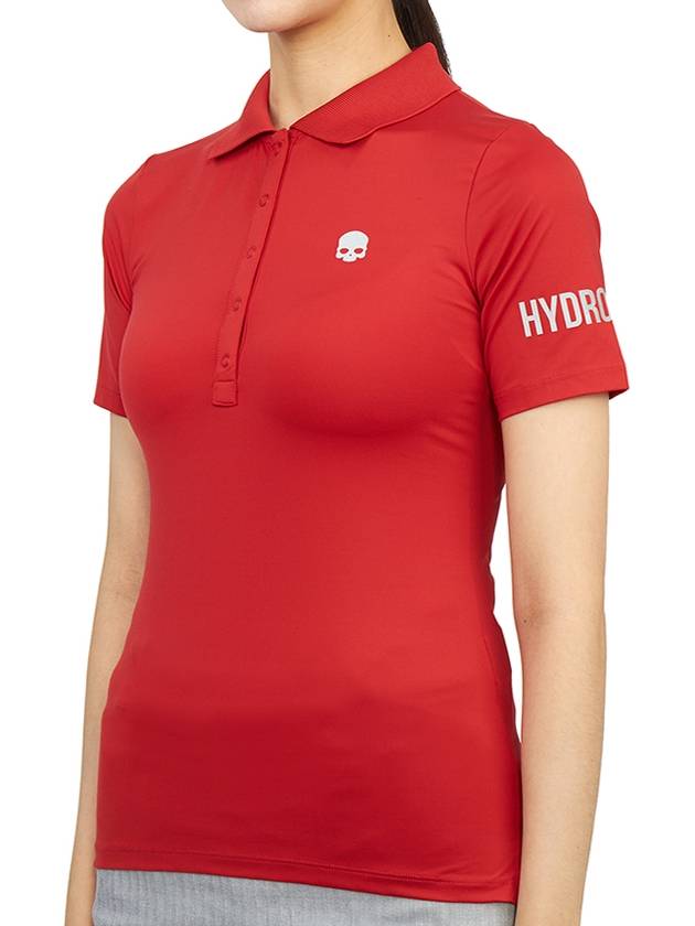 Women's Golf Logo Short Sleeve PK Shirt Red - HYDROGEN - BALAAN 3