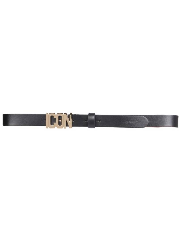 icon plaque gold leather belt black - DSQUARED2 - BALAAN 2