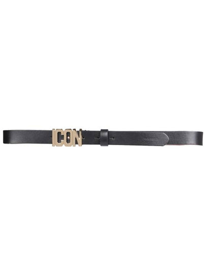 icon plaque gold leather belt black - DSQUARED2 - BALAAN 2