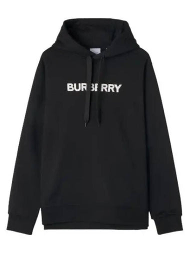 Logo Print Hooded Black Sweatshirt Hoodie - BURBERRY - BALAAN 1