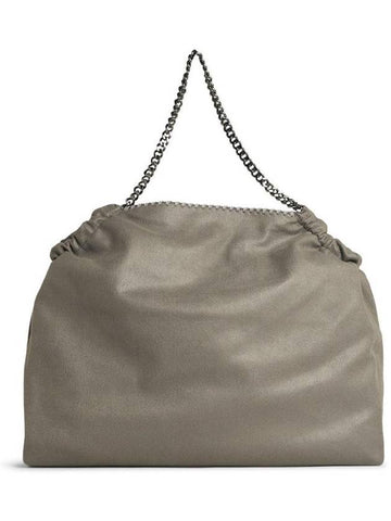 Grey Shoulder Bag With Diamond-Like Chain And Logo Charm On The Front In Ecoleather Woman - STELLA MCCARTNEY - BALAAN 1