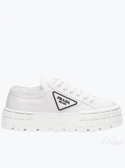 Double Wheel Re-Nylon Gabardine Low-Top Sneakers White - PRADA - BALAAN 2