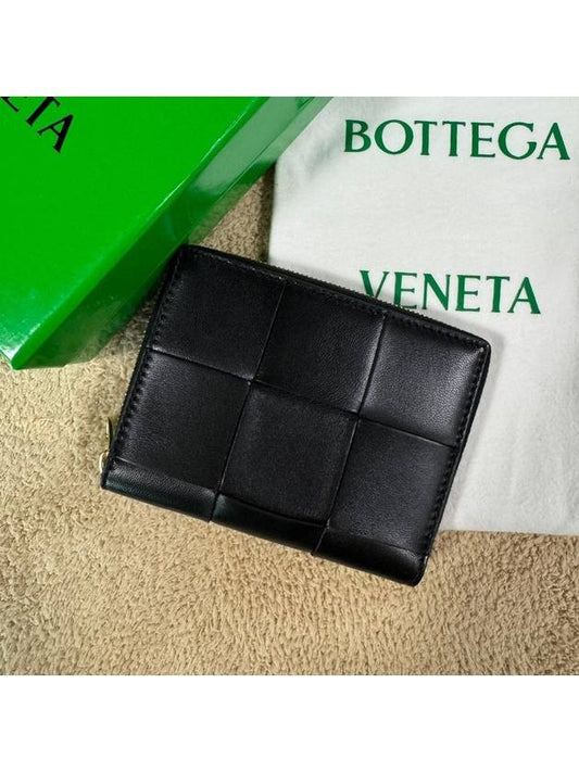 Intrecciato Zip Around Half Wallet Black - BOTTEGA VENETA - BALAAN 2