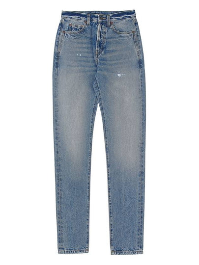 Slim Fit Denim Cotton Straight Jeans Blue - SAINT LAURENT - BALAAN 2