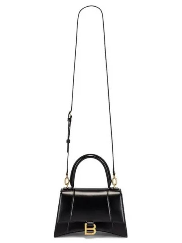 Hourglass Small Tote Bag in Shiny Box Calfskin Black - BALENCIAGA - BALAAN 2