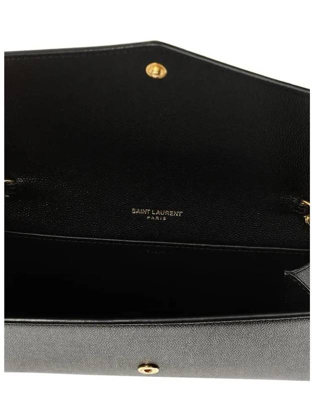 Monogram Uptown Chain Embossed Leather Long Wallet Black - SAINT LAURENT - BALAAN 5