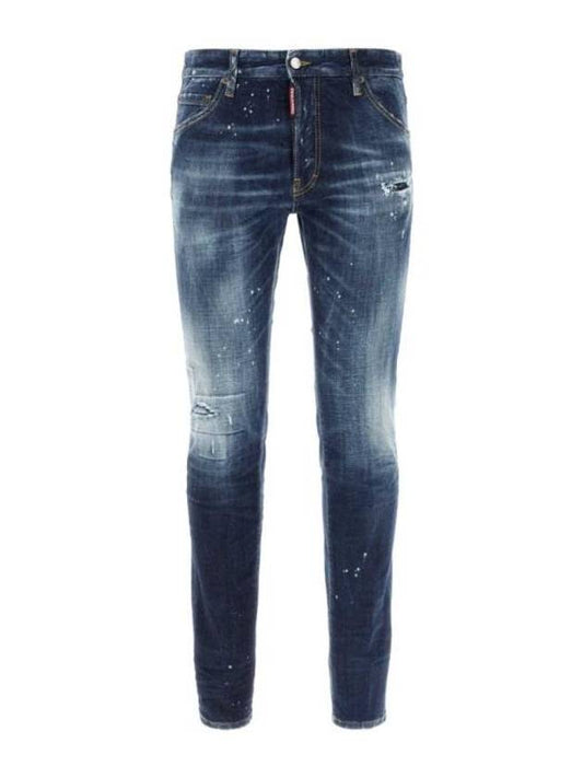 Logo Patch Denim Straight Jeans Dark Blue - DSQUARED2 - BALAAN 1