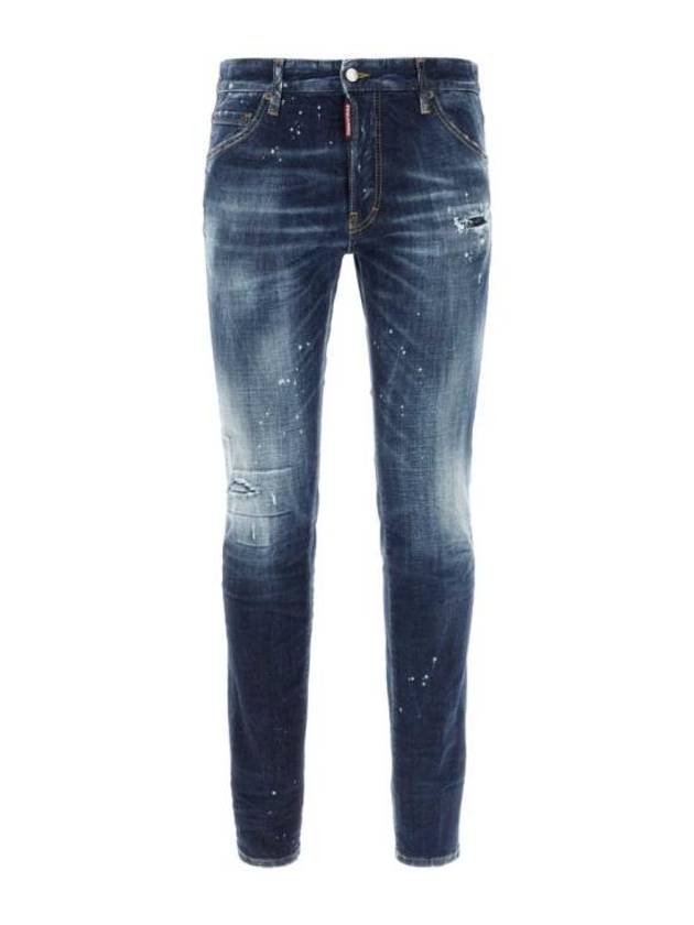 Logo Patch Denim Straight Jeans Dark Blue - DSQUARED2 - BALAAN 1