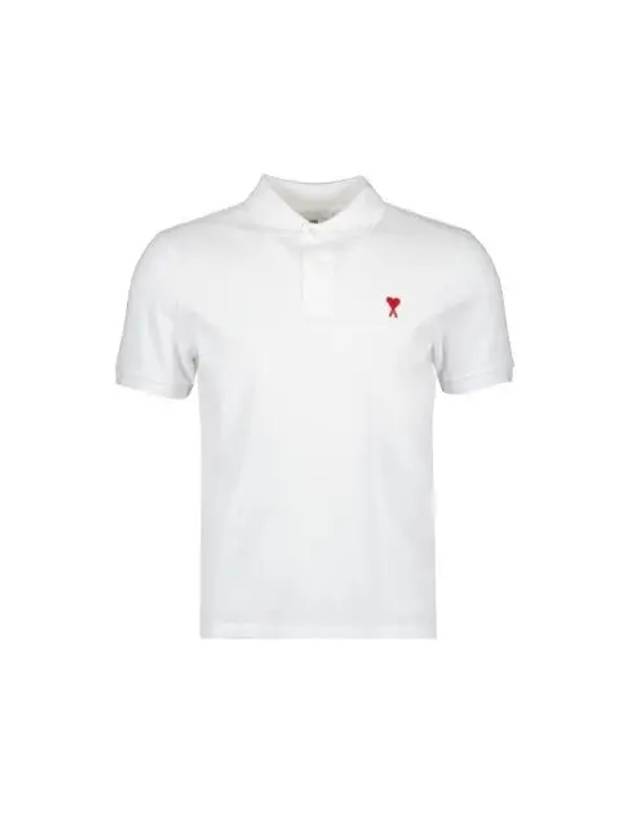 Small Heart Logo Polo Shirt White - AMI - BALAAN 2