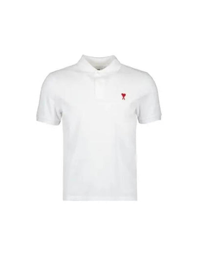 Small Heart Logo Polo Shirt White - AMI - BALAAN 2