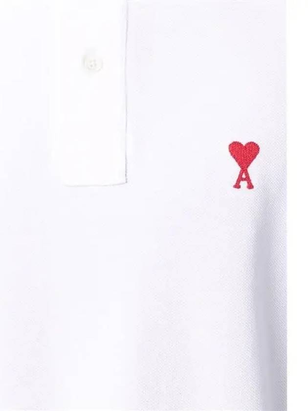 Small Heart Logo Polo Shirt White - AMI - BALAAN 6