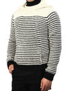 Striped Hooded Wool Knit Top Black Ivory - SAINT LAURENT - BALAAN 2