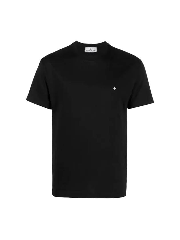 Stellina Embroid Logo Short Sleeve T-Shirt Black - STONE ISLAND - BALAAN 1