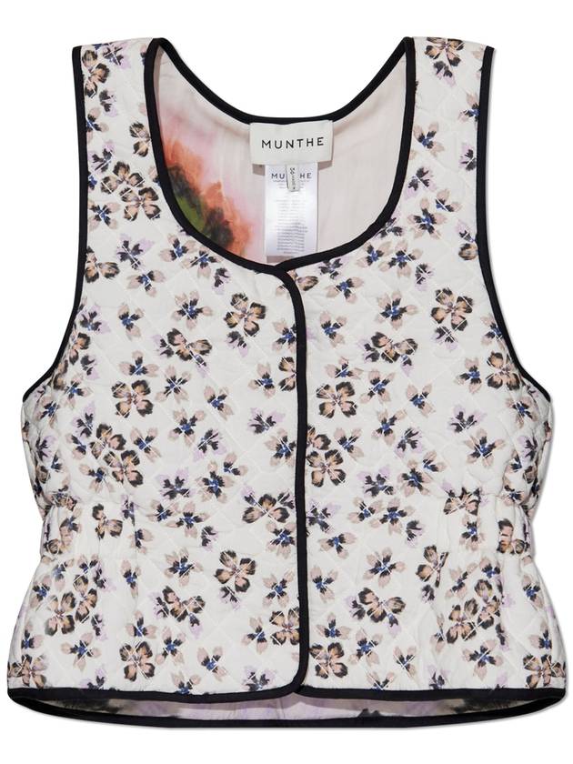 Munthe Vest With Floral Motif, Women's, White - MUNTHE - BALAAN 1